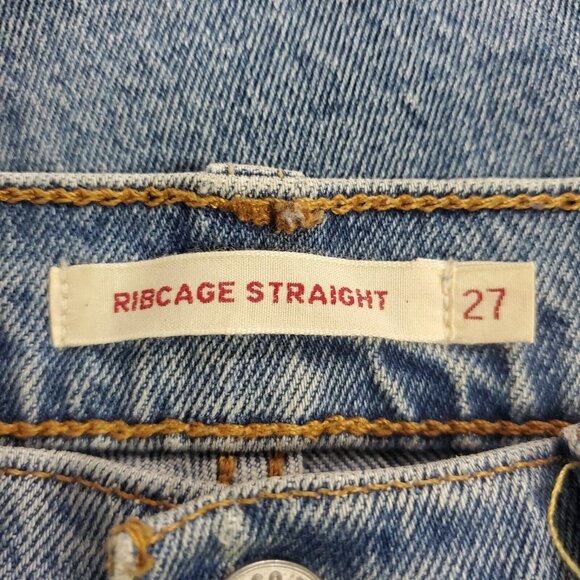 Levis Womens Ribcage Straight Leg Jeans Size 27 Blue Denim Button Fly - Picture 6 of 14